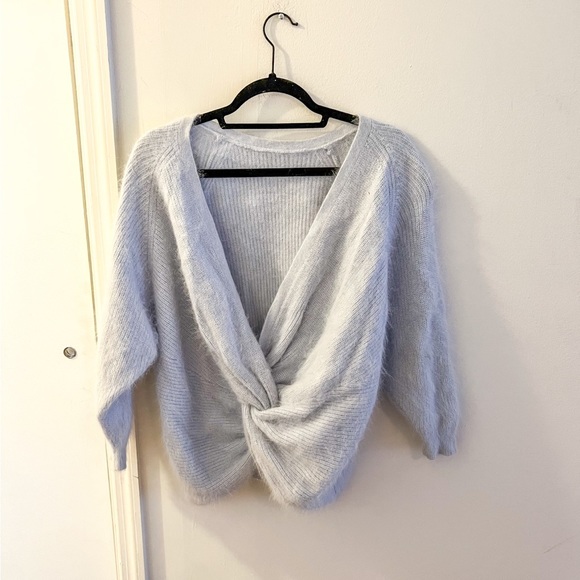 Ba&Sh angora sweater, deep v back, light blue, size 0 - Picture 2 of 10